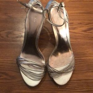 Silver Metallic Heels Corkscrew Base Fioni Size 12